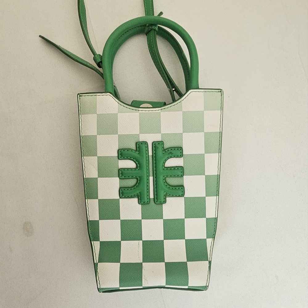 JW PEI Green Checkerboard Phone Crossbody Mini Bag Vegan Trendy IT Bag - Picture 8 of 12